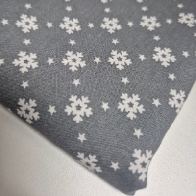 Pferde-Dinkelspelzkissen-Stoff-Grau-Schneeflocken